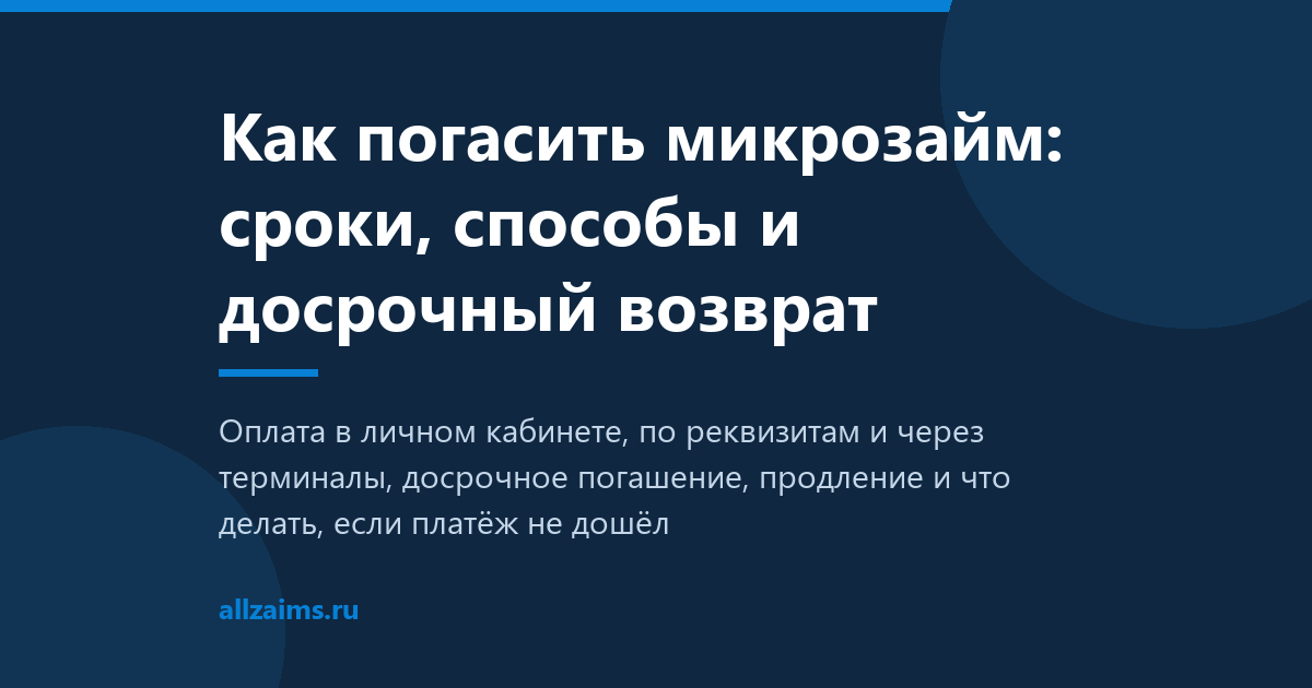 Как погасить микрозайм: сроки, способы и досрочный возврат