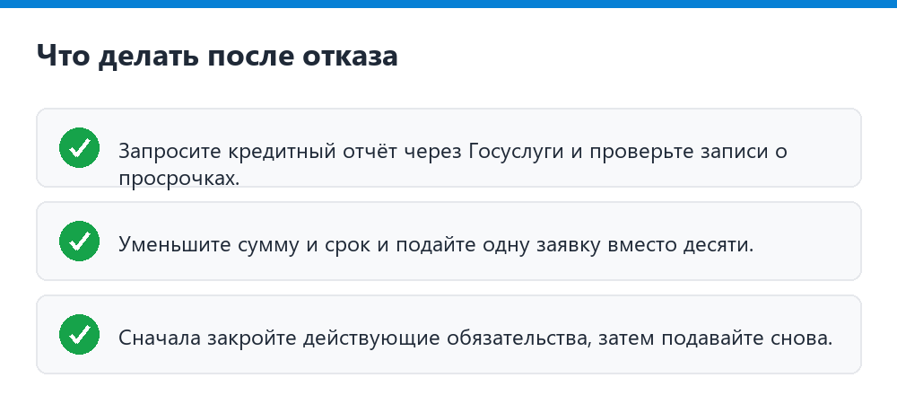 Что делать после отказа в займе