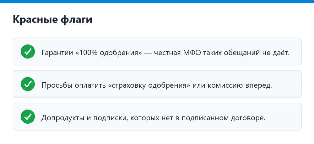 Красные флаги при плохой кредитной истории