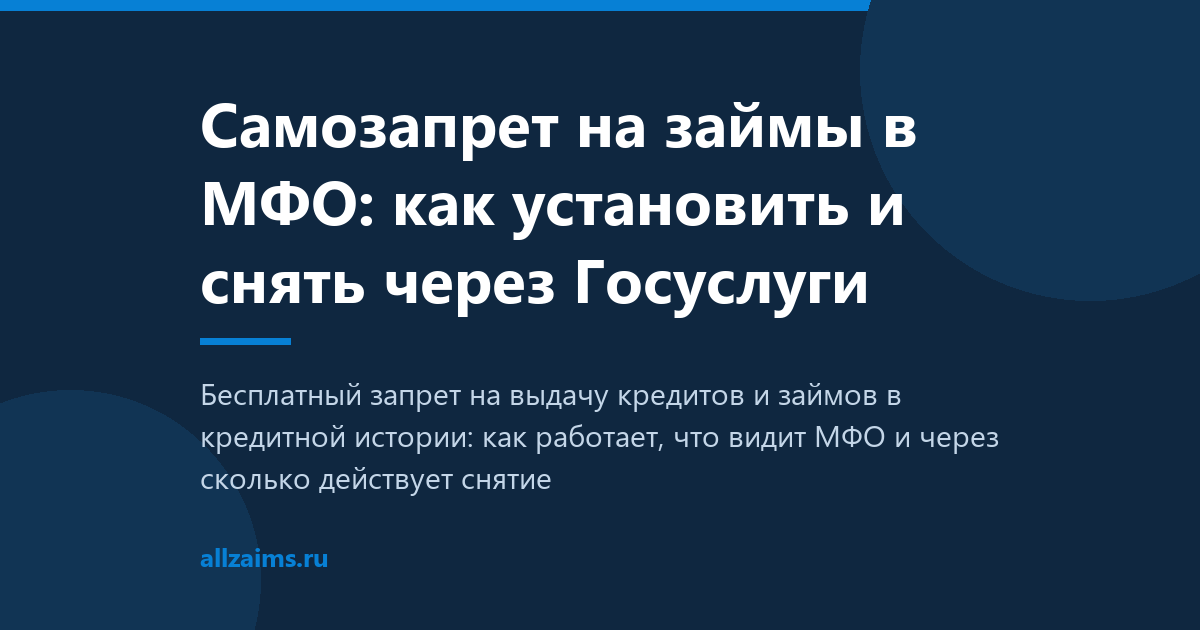 Самозапрет на займы в МФО: как установить и снять через Госуслуги